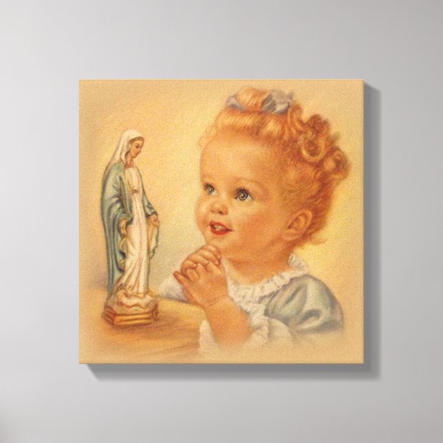 Lienzo Chica de la época rezando a la bendita Virgen Marí (Anverso)