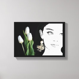 Lienzo Chica de moda perla earring ilustracion