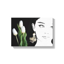 Chica de moda perla earring ilustracion