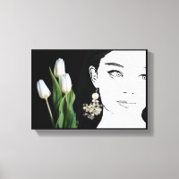 Chica de moda perla earring ilustracion