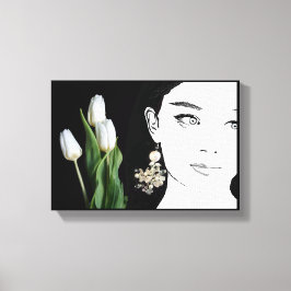 Lienzo Chica de moda perla earring ilustracion