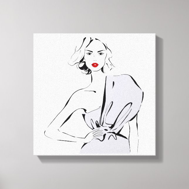 Lienzo Chica de moda vestido con ropa (Anverso)