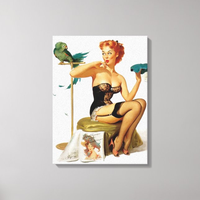 Lienzo Chica de pinzas de pelo rojo sexy (Anverso)