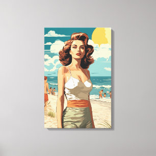 Lienzo chica de playa de 1950