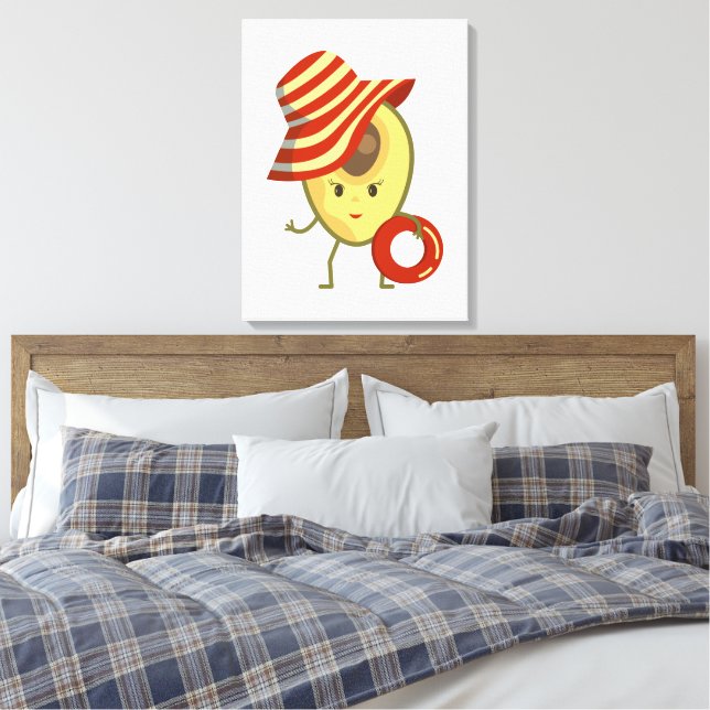 Lienzo Chica de playa de aguacate con gorra solar y anill (Insitu(Dormitorio))