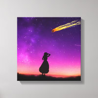 Chica De Silhouette Ve El Accidente Del Meteor En 