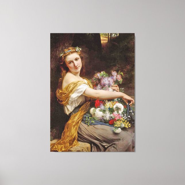 Lienzo Chica de vendedor de flores de época (Anverso)