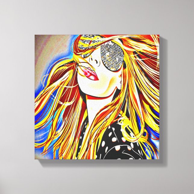 Lienzo chica Disco de los años 70 (Anverso)