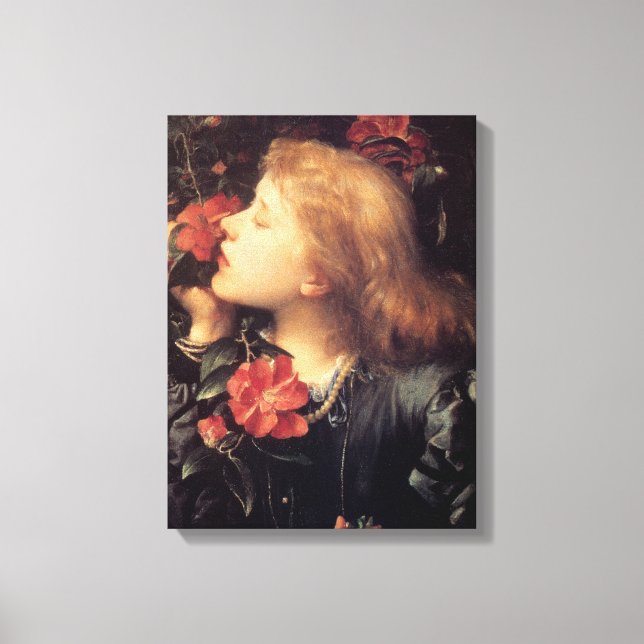 Lienzo Chica eligiendo una hermosa flor (por G.F. Watts) (Anverso)