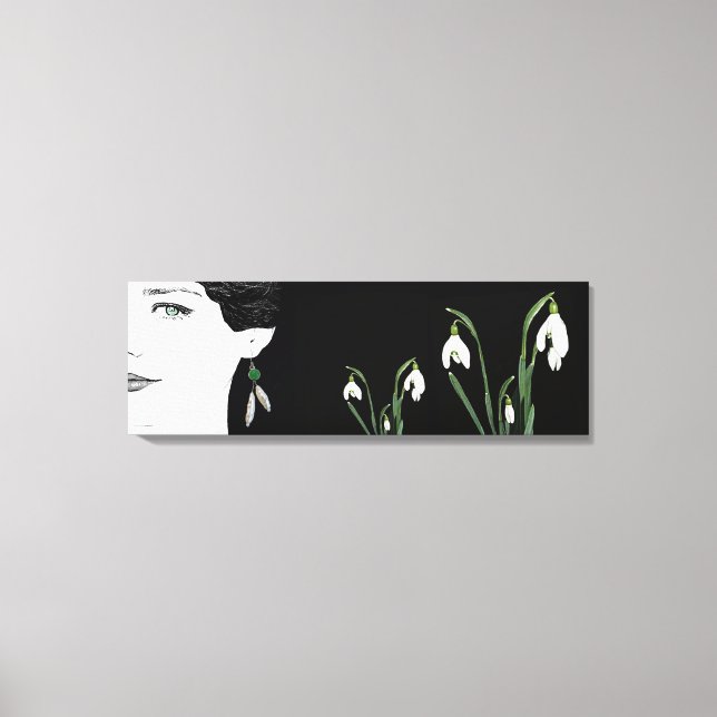 Lienzo Chica en el ilustracion de moda de perlas pendient (Anverso)