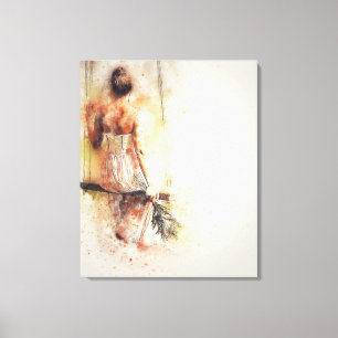 Lienzo chica en la oscilación