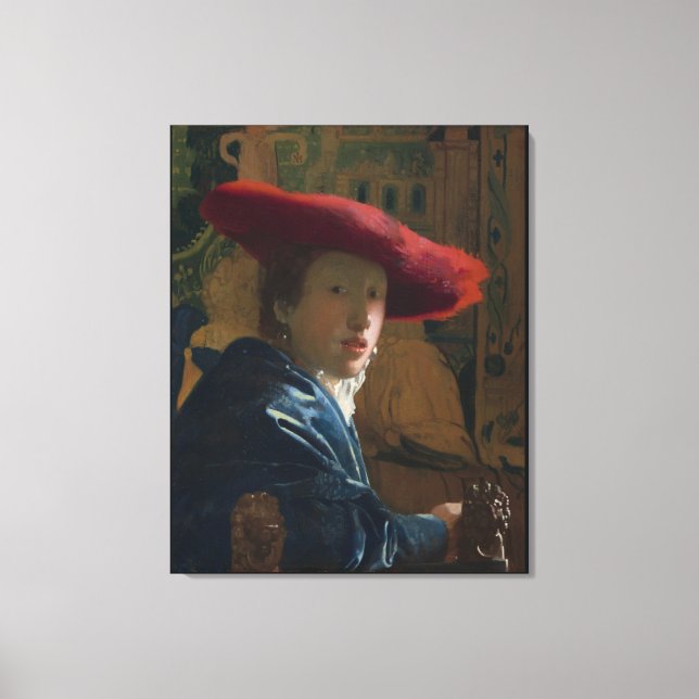 Lienzo Chica en un Vermeer Gorra Rojo (Anverso)