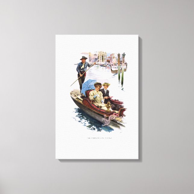 Lienzo Chica estadounidense en Italia por Harrison Fisher (Anverso)