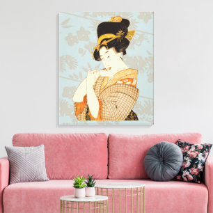Lienzo Chica Geisha Japonesa Vintage que entretiene con K