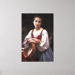 Lienzo Chica gitano de Bouguereau con tambor vasco (1867)