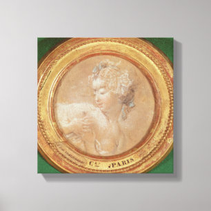 Lienzo Chica joven que exprime su pecho