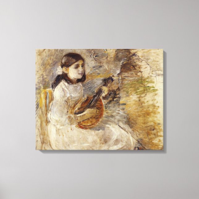 Lienzo Chica jugando al mandolín (por Berthe Morisot) (Anverso)