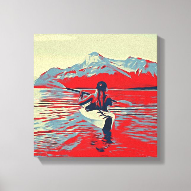 Lienzo Chica, Kayak, Lago (Anverso)