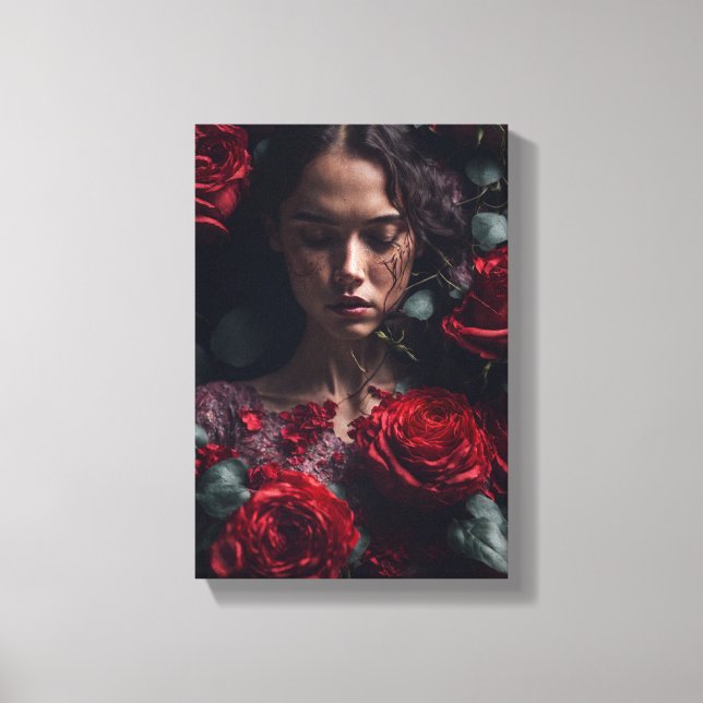 Lienzo Chica Lucky Red Rose (Anverso)