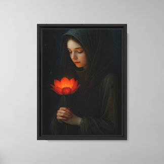 Lienzo Chica mística con flor brillante