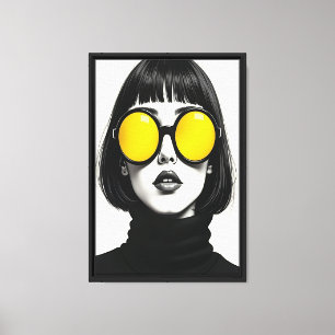 Lienzo Chica negrita con gafas amarillas