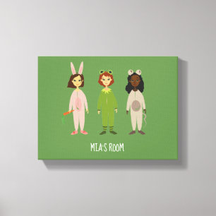Lienzo Chica pajama fiesta nombre de la habitación