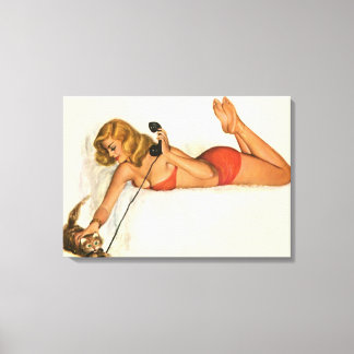 Lienzo Chica Pinup de época Coloración original 19
