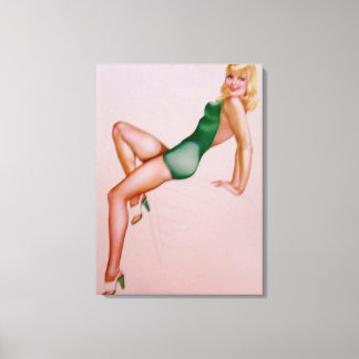 Lienzo Chica Pinup de época Coloración original 8