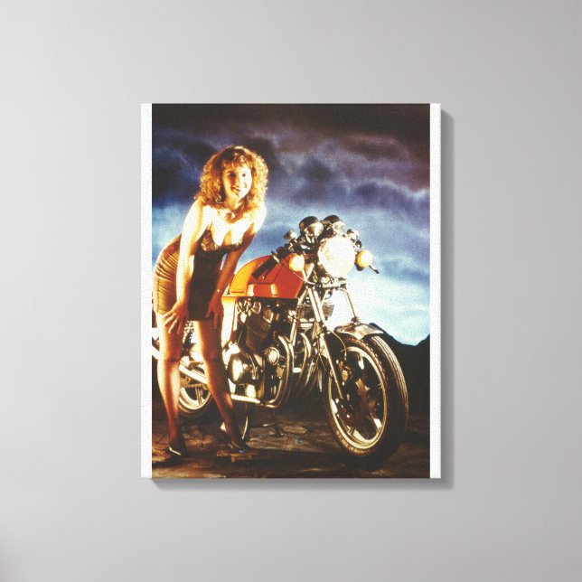 Lienzo Chica Pinup para motocicletas (Anverso)