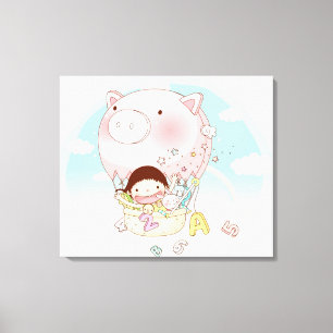 Lienzo Chica que se sienta en el globo del aire caliente,