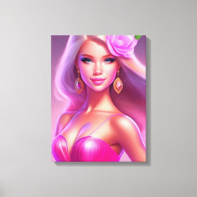 Lienzo Chica rosa (Anverso)