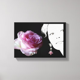 Lienzo chica rosa rosado bonito cara ilustracion de moda