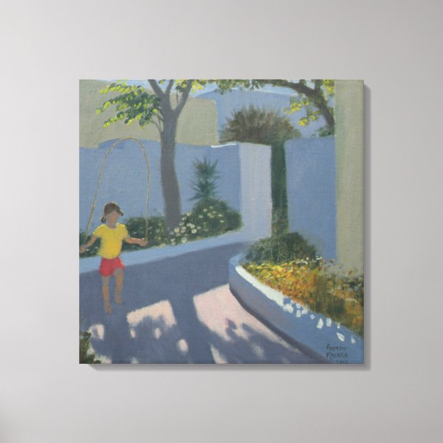 Lienzo Chica Skipping Santorini 2002 (Anverso)