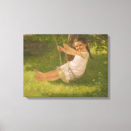 Lienzo Chica sonriente en un Swing (infancia vintage)