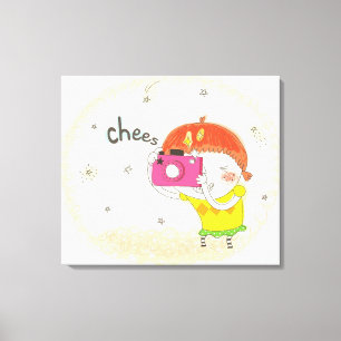 Lienzo Chica sujetando la cámara, haciendo clic