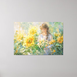 Lienzo *~* Chica Sun Flores TV2 Stretched Canvas Print