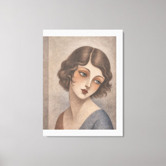 Lienzo Chica tímida Flapper en colores pastel