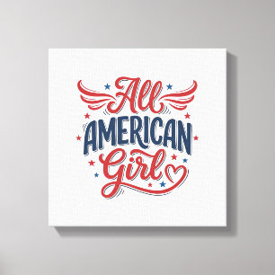 Lienzo Chica totalmente americana Diseño vectorial vintag