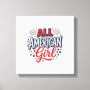 Lienzo Chica totalmente americana Diseño vectorial vintag
