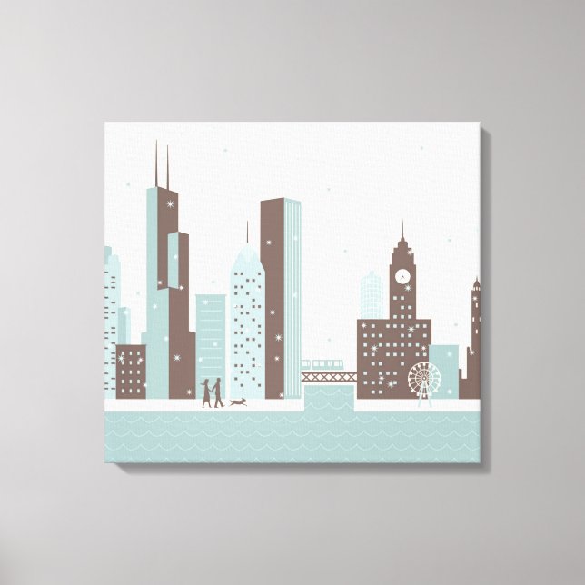 Lienzo Chicago en invierno (Anverso)