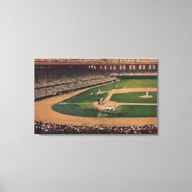 Lienzo Chicago, IL - Comisión Park, Home Plate, Basebal (Anverso)