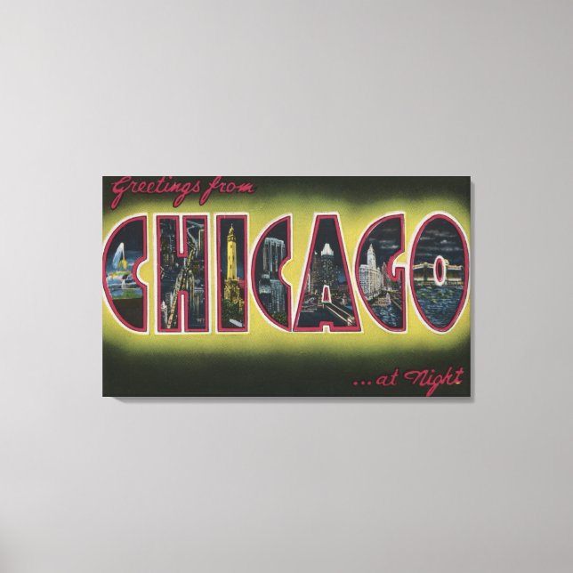 Lienzo Chicago, Illinois (Noche) (Anverso)