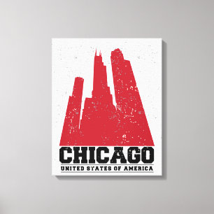 Lienzo Chicago, Illinois   Red City Skyline