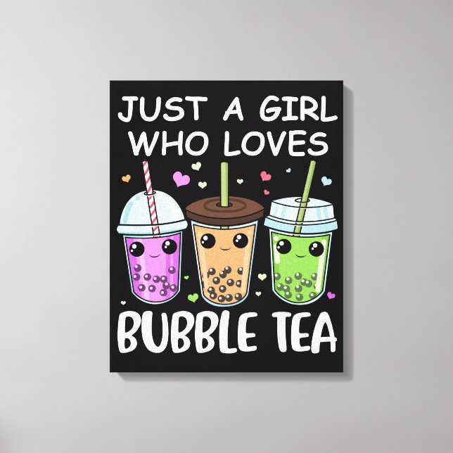 Lienzo Chicas de regalos de té y burbujas Kawaii Bubble T (Anverso)