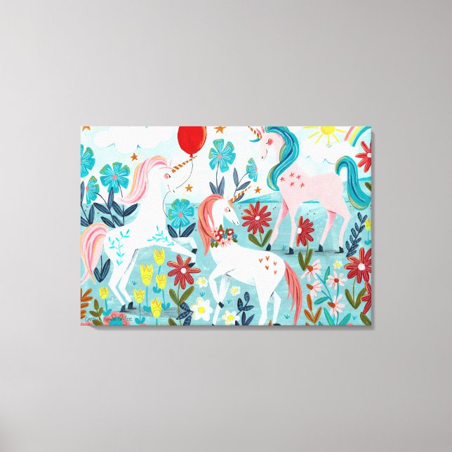 Lienzo Chicas de unicornio adorables del arco iris (Anverso)