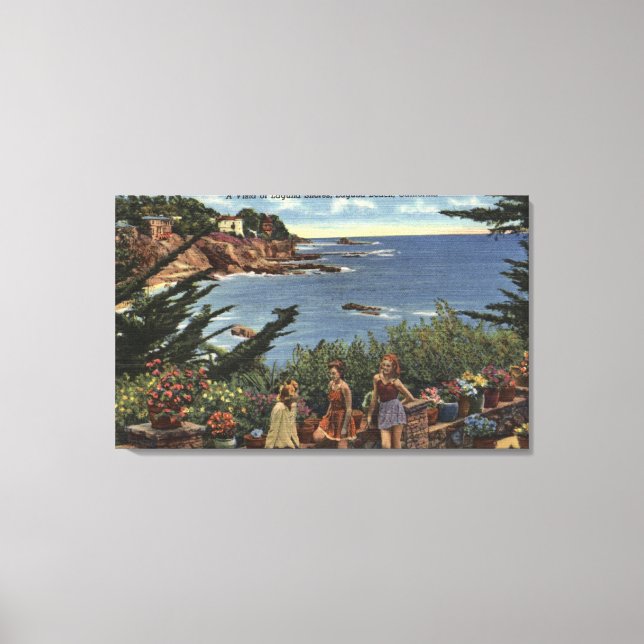 Lienzo Chicas disfrutando de una vista de las costas de L (Anverso)