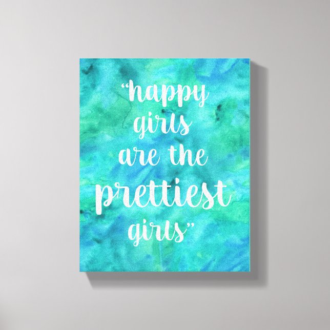 Lienzo Chicas felices citan acuarela en azul acuático (Anverso)