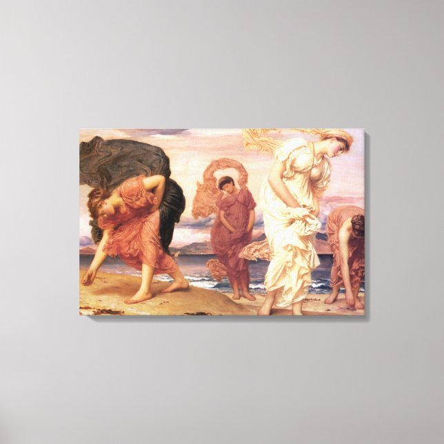 Lienzo Chicas griegos recogiendo guijarros en la playa (Anverso)