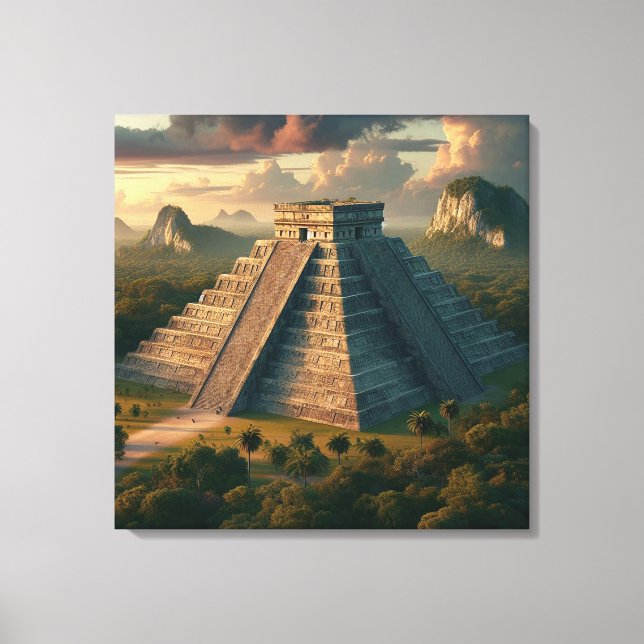 Lienzo Chichén Itzá Yucatán México Paisaje Viaje (Anverso)