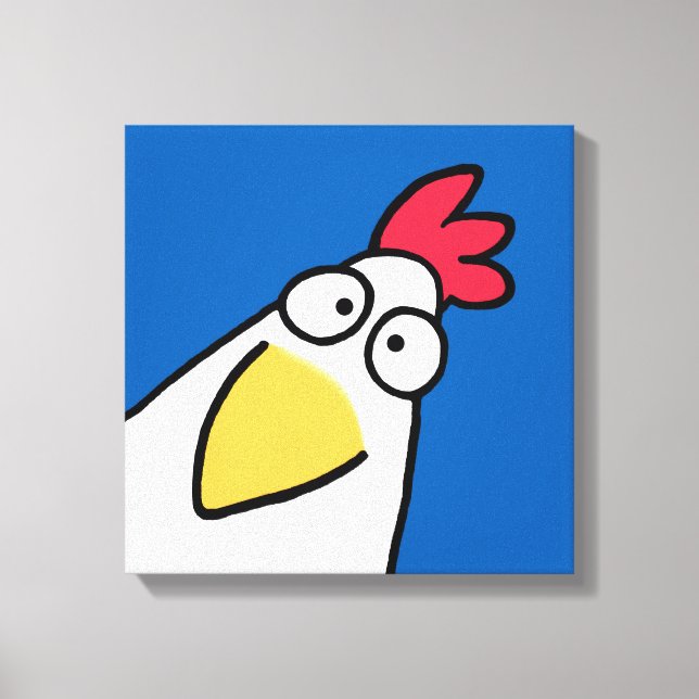 Lienzo CHICKEN azul SERIO de Sandra Boynton (Anverso)